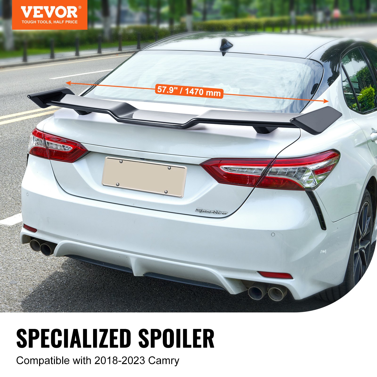 VEVOR GT Spoiler na křídlo auta, 57,9 palce, kompatibilní s vozy Camry 2018-2023, vysoce pevný ABS materiál, vypalovací barva, zadní spoiler na křídlo auta, závodní spoilery pro auta, lesklá černá