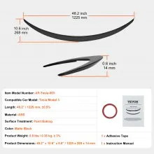 VEVOR GT Wing Car Spoiler, 48.2 inch Spoiler, Compatible with Tesla Model 3, High Strength ABS Material, Baking Paint, Car Rear Spoiler Wing, Racing Spoilers for Cars, Matte Black