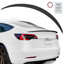 Alerón de coche VEVOR GT Wing, alerón de 48,2 pulgadas, compatible con Tesla modelo 3, material ABS de alta resistencia, pintura para hornear, alerón trasero de coche, alerones de carreras para coches, negro mate