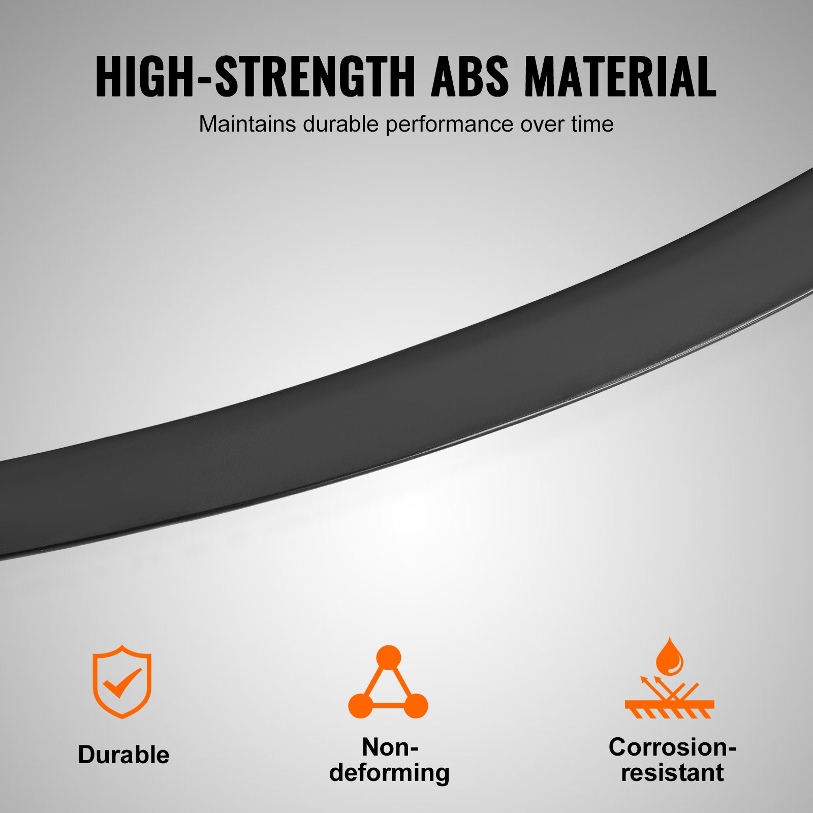 high-strength abs material VEVOR tesla model 3 spoiler; durable, non-deforming, and corrosion-resistant.