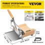 VEVOR Manual Chinese Medicine Slicer Stainless Steel Herb Cutter with 4" Long Blade & Sharpener Household Slicing Machine with 0-0.5" Cutting Range for Chinese Herbal Beef Jerky Dried Vegetable Nougat