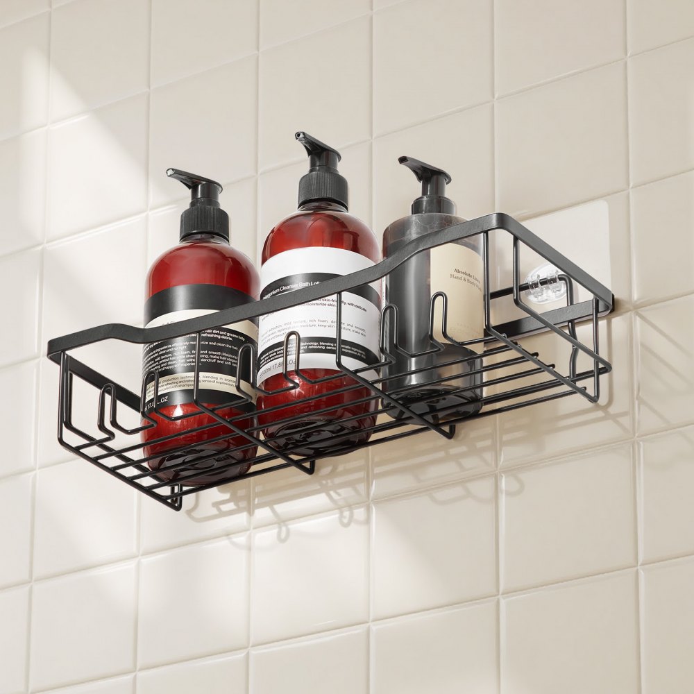 VEVOR Shower Caddy, 5 Pack Adhesive Bathroom Shower Storage Organization Shelves Rack Set, 40 lbs Large Weight Capacity, with Soap and Toothbrush Holder, No Drilling for Bathroom, Kitchen, RV/Camper