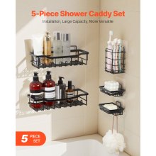 Shower Caddy 5 Pack Adhesive Bathroom Shower Storage Organization Shelves Rack
