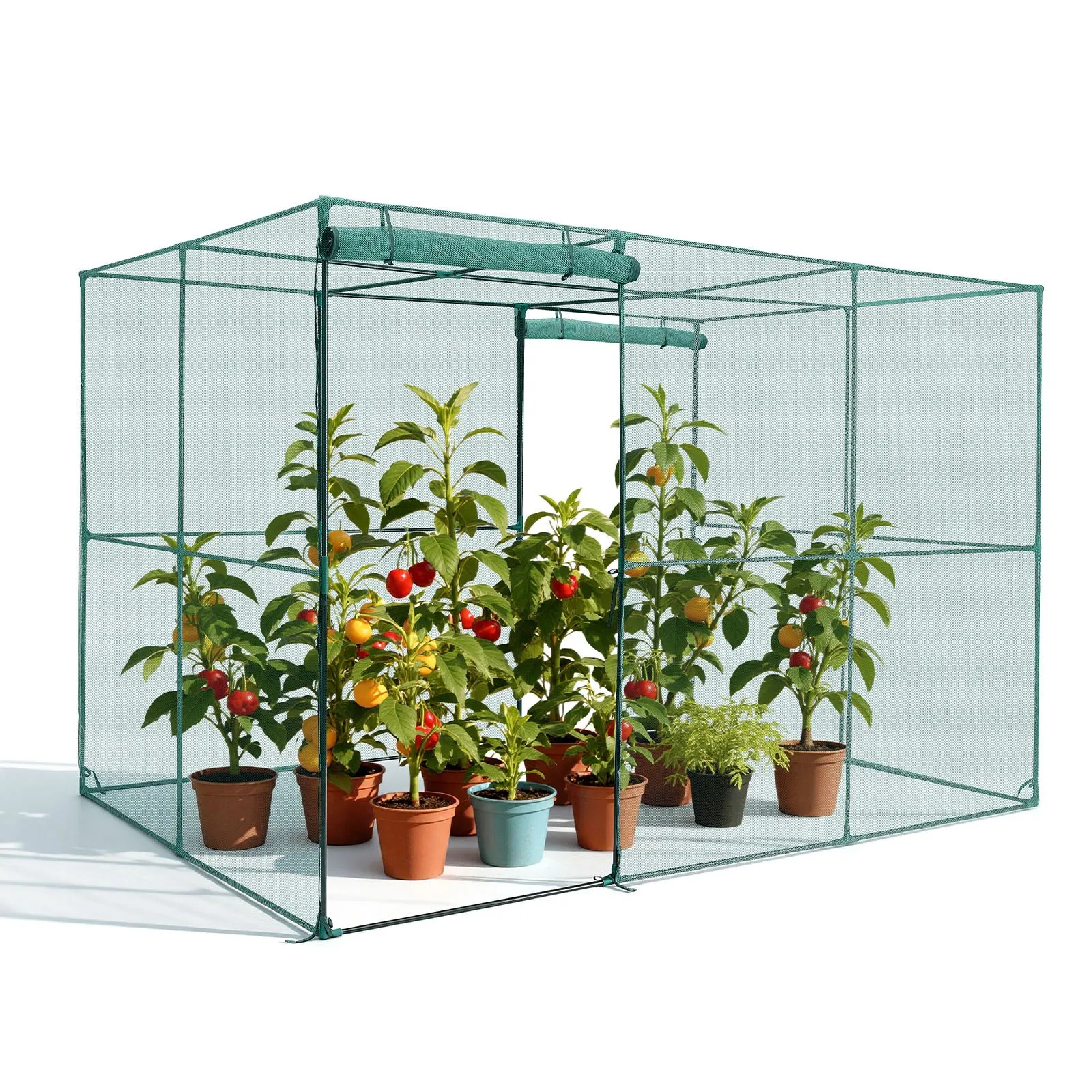 VEVOR Crop Cage, 2.9 x 1.94 x 1.94 m Plant Protection Tent with Zippered Door, Wind-Resistant Tall Crop Cage, Easy to Install, Outdoor Raised Bed Cover, Tomato Plant Netting for Garden Patio Lawn