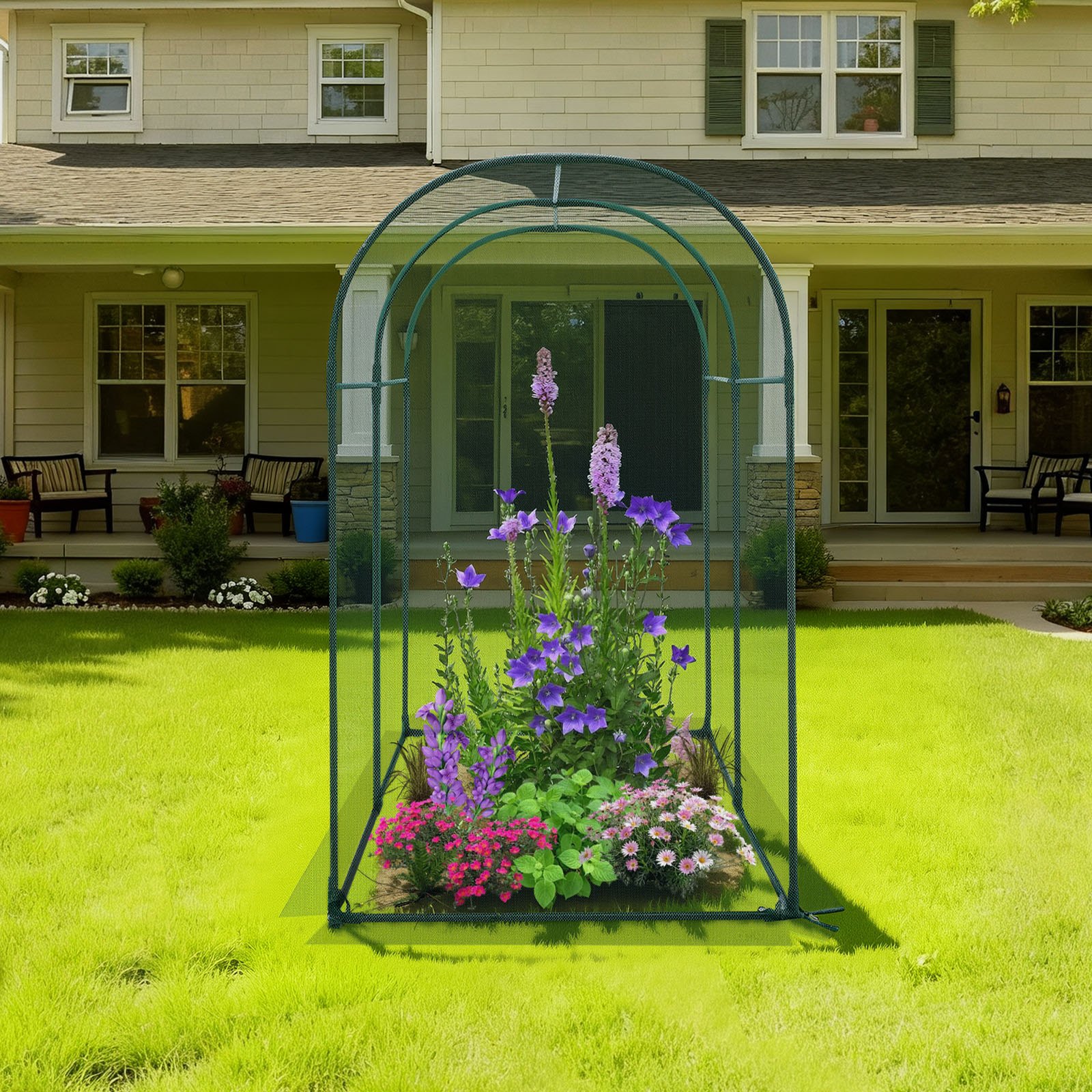 VEVOR Crop Cage, 1.8 x 0.91 x 1.5 m Plant Protection Tent with Zippered Door, Wind-Resistant Tall Crop Cage, Easy to Install, Outdoor Raised Bed Cover with Frame, Plant Netting for Garden Patio Lawn