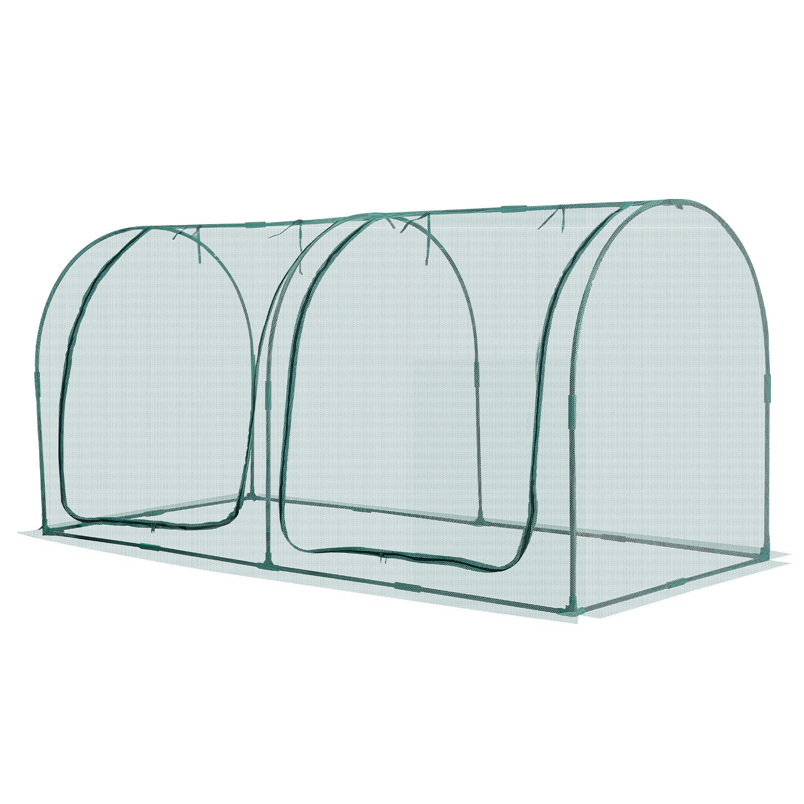 VEVOR Crop Cage, 2.48 x 1.2 x 1.2 m Plant Protection Tent with Zippered Door, Wind-Resistant Tall Crop Cage, Easy to Install, Outdoor Raised Bed Cover with Frame, Plant Netting for Garden Patio Lawn