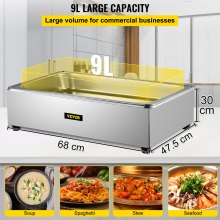 VEVOR Bain Marie Buffet Steamer Commercial Food Warmer 1Pan 400W Stainless Steel