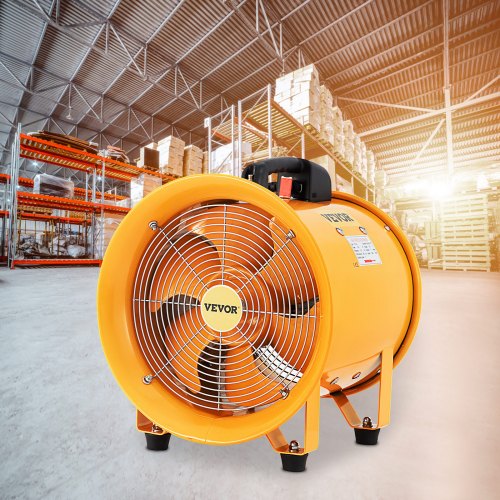 VEVOR Utility Blower Fan 12 Inches, 500W 2296 CFM High Velocity Portable Ventilation Fan, 2920 RPM Heavy Duty Cylinder Fan Fume Extractor for Exhausting & Ventilating at Home and Job Site, UL Listed