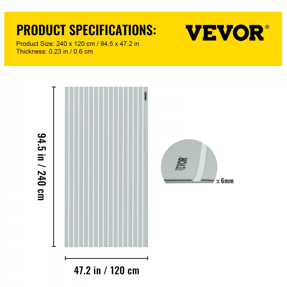 VEVOR EVA Foam Faux Teak Boat Decking Sheet 94.5 X 47.2 Inch 5MM Thick Non-Skid Self-Adhesive for Marine Yacht RV Swimming Pool Garden Boat Flooring Sheet (Grey + White Seam, 94.5" x 47.2")