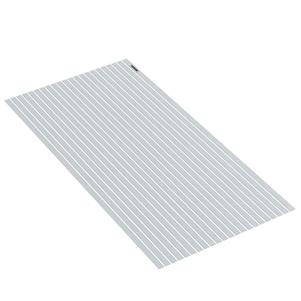 VEVOR EVA Foam Faux Teak Boat Decking Sheet 94.5 X 47.2 Inch 5MM Thick Non-Skid Self-Adhesive for Marine Yacht RV Swimming Pool Garden Boat Flooring Sheet (Grey + White Seam, 94.5" x 47.2")