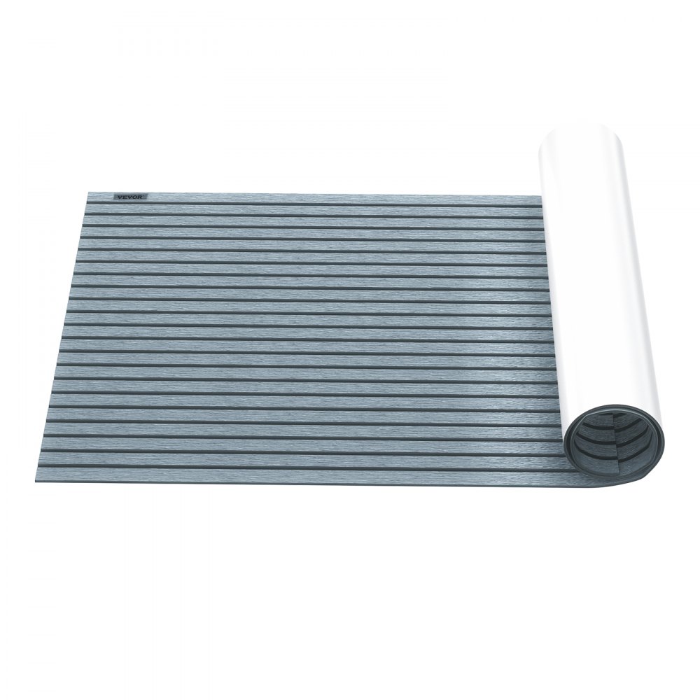 VEVOR EVA Foam Faux Teak Boat Decking Sheet 94.5 X 47.2 Inch 5MM Thick Non-Skid Self-Adhesive for Marine Yacht RV Swimming Pool Garden Boat Flooring Sheet (Dark Grey+Black Seam, 94.5" x 47.2")