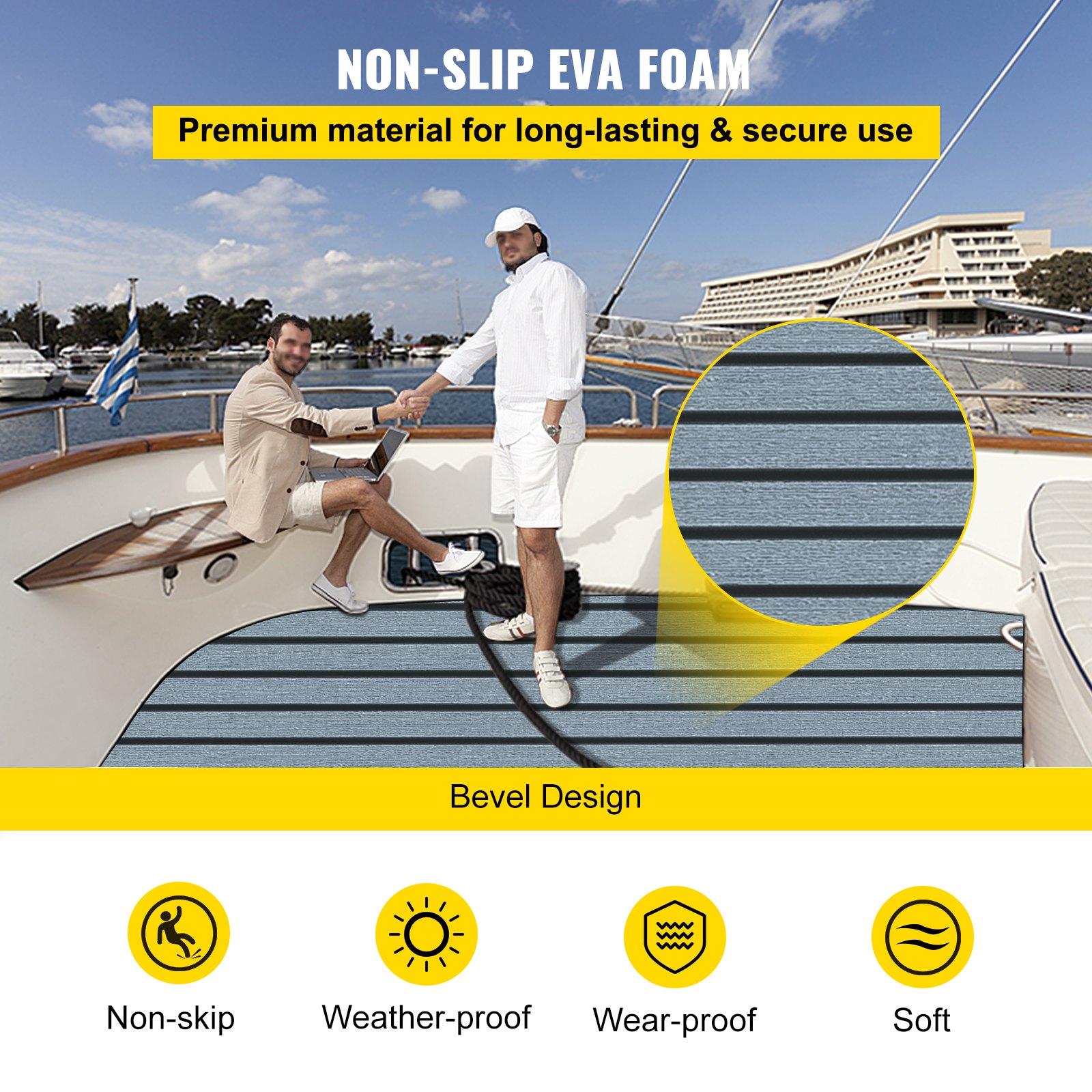 240x120cm Marine Flooring Faux Teak EVA Foam Boat Yacht Decking Sheet Dark GREY
