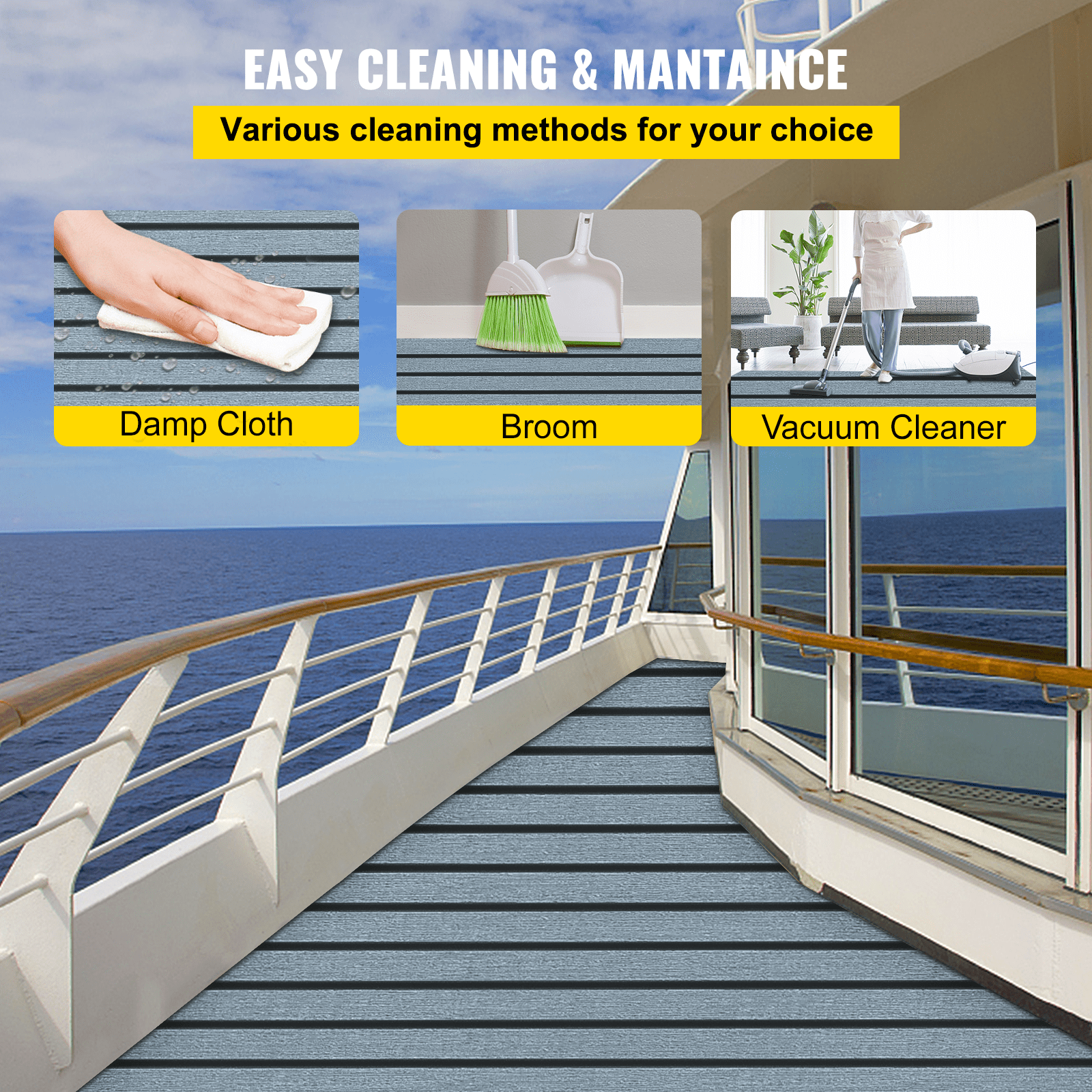 240x120cm Marine Flooring Faux Teak EVA Foam Boat Yacht Decking Sheet Dark GREY