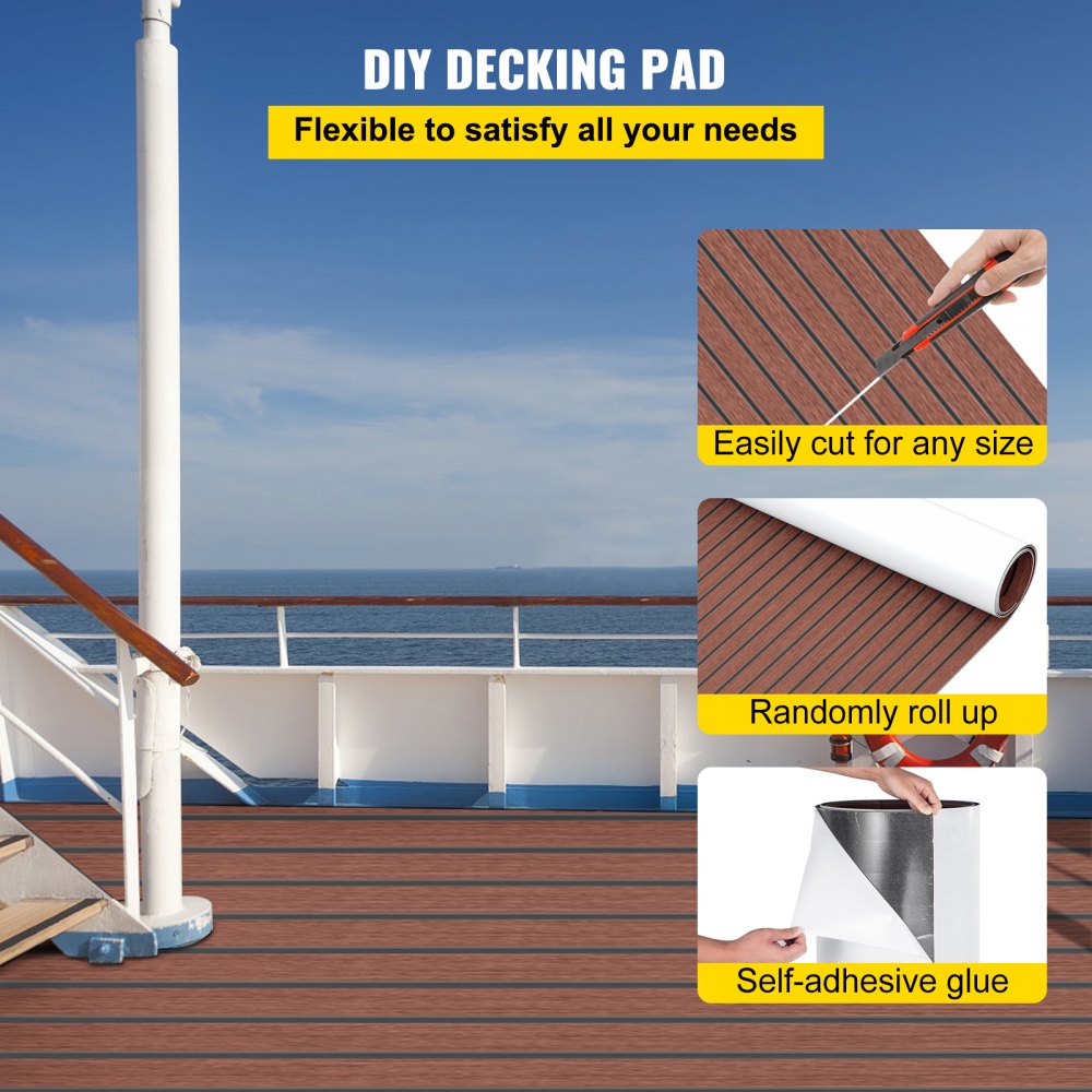 94.5x47.2" EVA Foam Marine Boat Flooring Teak Decking Sheet Pad