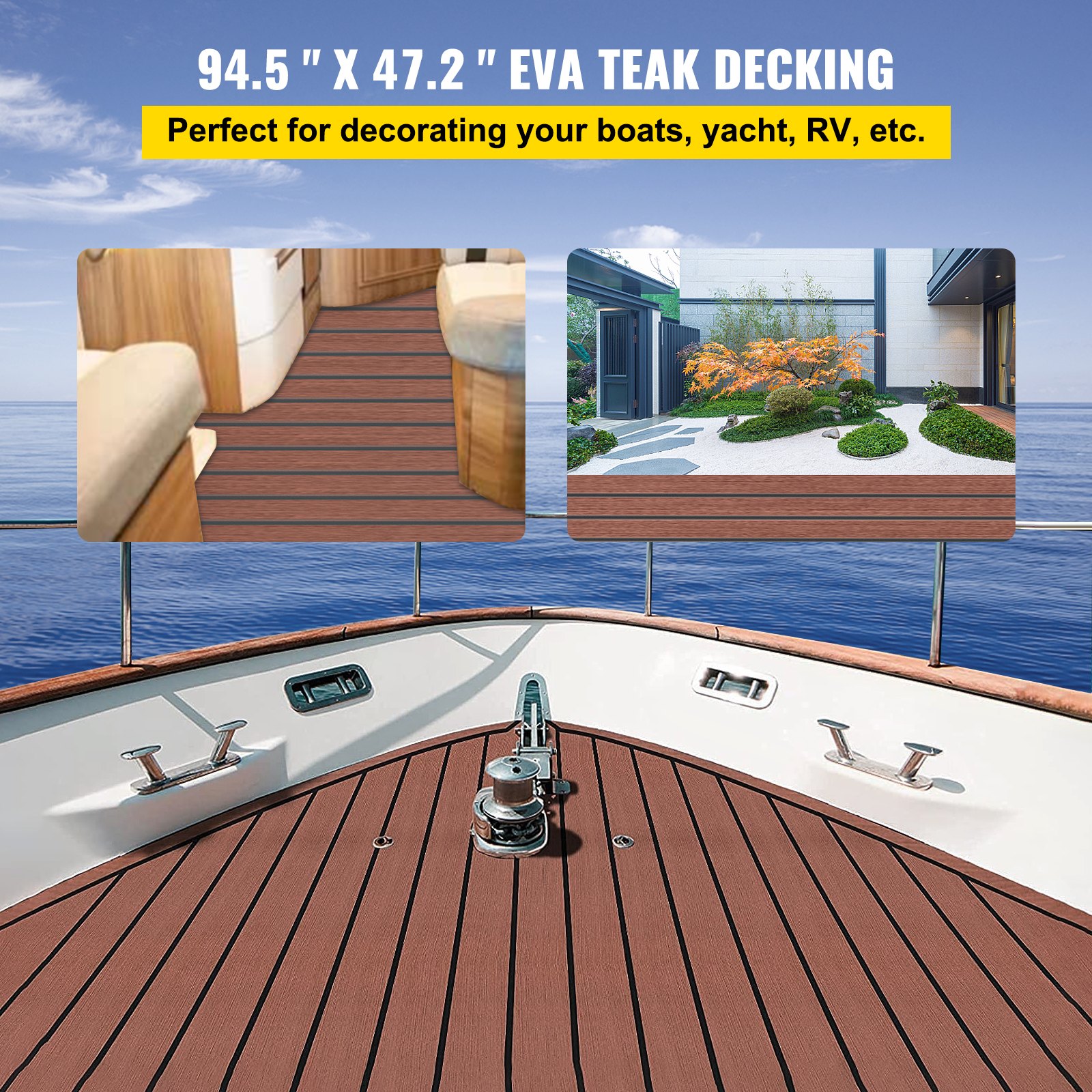 94.5x47.2" EVA Foam Marine Boat Flooring Teak Decking Sheet Pad