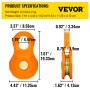 VEVOR Snatch Block, 11T/25,000 LBS Working Load Limit, Heavy Duty Winch Pulley for 0.55"/14 mm Synthetic Rope or Soft Shackles, Off-Road Recovery Accessories for Tractor, Truck, ATV & UTV, 1 Pack