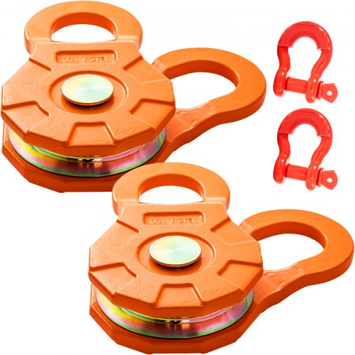 VEVOR Snatch Block, 11T/25,000 LBS Working Load Limit, Heavy Duty Winch Pulley for 0.55"/14 mm Synthetic Rope or Soft Shackles, Off-road Recovery Accessories for Tractor, Truck, ATV & UTV, 2 Packs