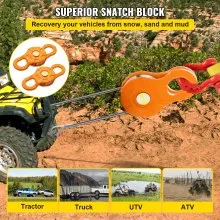 VEVOR Snatch Block, 11T/25,000 LBS Working Load Limit, Heavy Duty Winch Pulley for 0.55"/14 mm Synthetic Rope or Soft Shackles, Off-road Recovery Accessories for Tractor, Truck, ATV & UTV, 2 Packs