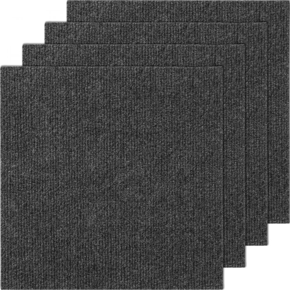 Kobercové dlaždice VEVOR odlupujte a prilepte, štvorcové samolepiace dlaždice 12 "x 12", mäkké čalúnené kobercové dlaždice, jednoduchá inštalácia pre spálňu v obývačke v interiéri vonku (12 dlaždíc, tmavo šedá)
