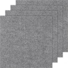 VEVOR Carpet Tiles Peel and Stick, 12” x 12” Squares Self Adhesive Carpet Floor Tile, Soft Padded Carpet Tiles, Easy Install DIY for Bedroom Living Room Indoor Outdoor (12 Tiles, Light Gray)
