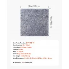 VEVOR Carpet Tiles 18x18 inch, 10 Pack Peel and Stick Carpet Square Rug, Self Adhesive Commercial Floor Soft Padded for Seamless Cover 22.5sq.ft, Easy DIY Replacement for Living Room Office, Gray