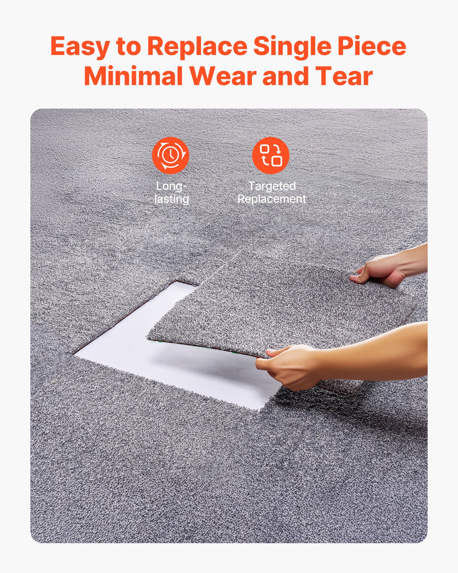 VEVOR Carpet Tiles 18x18 inch, 10 Pack Carpet Square Rug Detachable & Damage-free, Self Adhesive Home Floor Soft Plush Padded for 22.5sq.ft Coverage, Easy DIY for Living Room & Bedroom, Gray