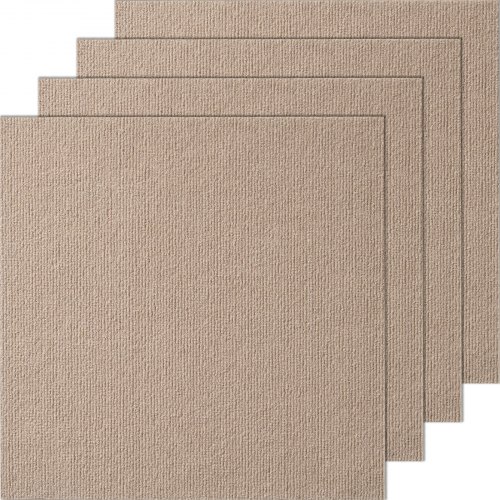 VEVOR Carpet Tiles Peel and Stick, 18” x 18” Squares Self Adhesive Carpet Floor Tile, Soft Padded Carpet Tiles, Easy Install DIY for Bedroom Living Room Indoor Outdoor (10 Tiles, Light Brown)