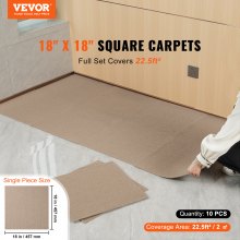 VEVOR Carpet Tiles Peel and Stick, 18” x 18” Squares Self Adhesive Carpet Floor Tile, Soft Padded Carpet Tiles, Easy Install DIY for Bedroom Living Room Indoor Outdoor (10 Tiles, Light Brown)