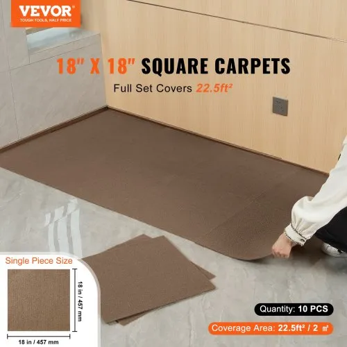 15 Pcs Square Carpet Tile- 24" X 24", Peel And Stick For Easy DIY Installation, Square Carpet Tile With Adhesive Stickers, Durable Flooring For