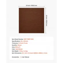 VEVOR Carpet Tiles 610x610 mm, 20 PCS Peel and Stick Carpet Square Rug, Self Adhesive Commercial Floor Soft Padded for Seamless Cover 7.4㎡, Easy DIY Replacement for Living Room Office, Dark Brown