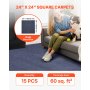 VEVOR Carpet Tiles 610x610 mm, 15 Pack Peel and Stick Carpet Square Rug, Self Adhesive Commercial Floor Soft Padded for Seamless Cover 5.6㎡, Easy DIY Replacement for Living Room Office, Gray