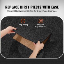VEVOR Carpet Tiles Peel and Stick, 24” x 24” Squares Self Adhesive Carpet Floor Tile, Soft Padded Carpet Tiles, Easy Install DIY for Bedroom Living Room Indoor Outdoor (15Tiles, Carbon Black)