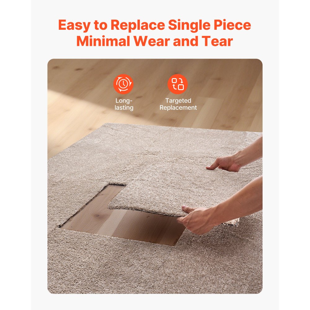 VEVOR Carpet Tiles 457x457 mm, 10 Pack Peel and Stick Carpet Square Rug, Self Adhesive Commercial Floor Soft Padded for Seamless Cover 2.1㎡, Easy DIY for Living Room Office, Light Brown