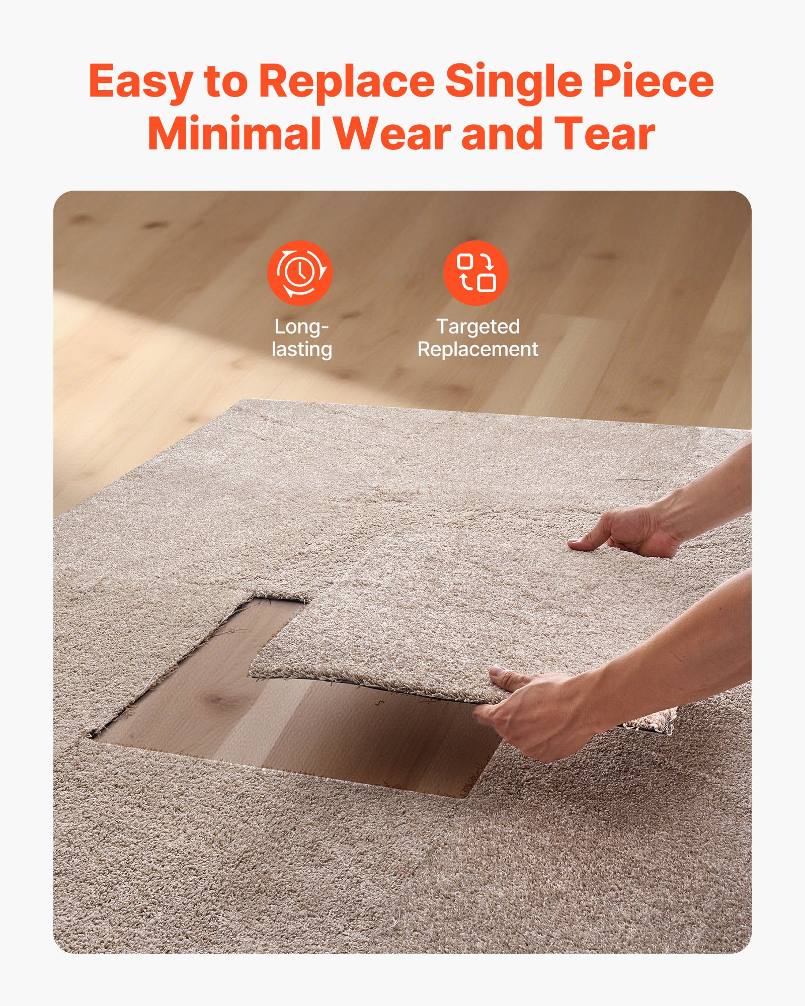 VEVOR Carpet Tiles 457x457 mm, 10 Pack Peel and Stick Carpet Square Rug, Self Adhesive Commercial Floor Soft Padded for Seamless Cover 2.1㎡, Easy DIY for Living Room Office, Light Brown