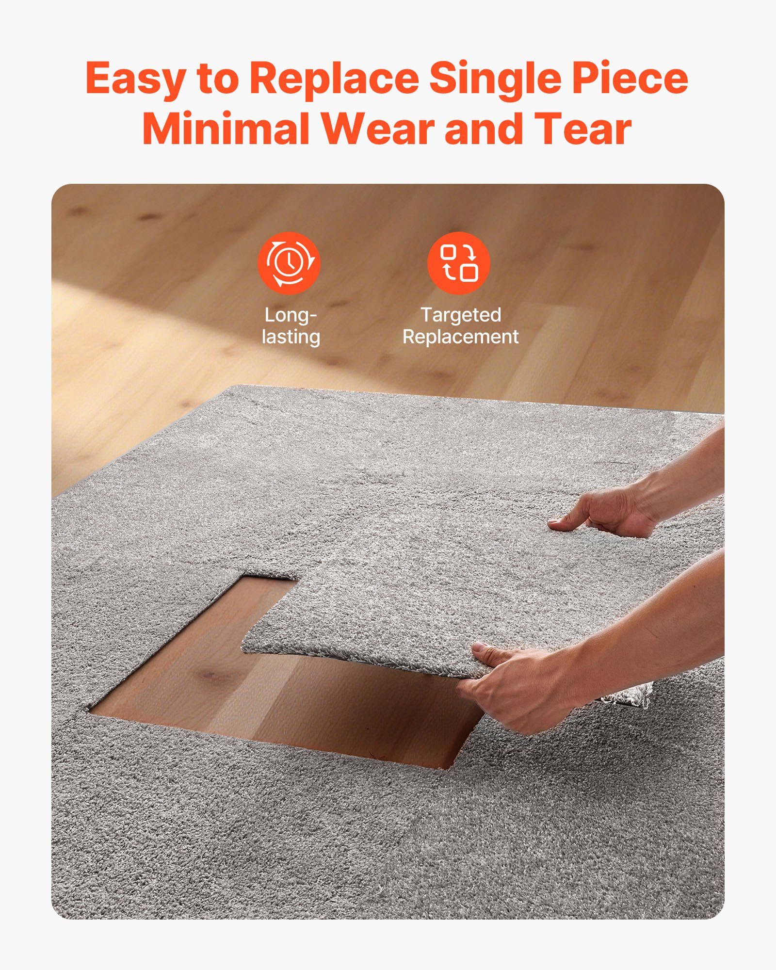 VEVOR Carpet Tiles 18x18 inch, 10 Pack Carpet Square Rug Detachable & Damage-free, Self Adhesive Home Floor Soft Plush Padded for 22.5sq.ft Coverage, Easy DIY for Living Room & Bedroom, Dark Brown