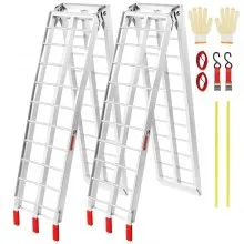 VEVOR Aluminum Ramps, 1500 lbs Folding Loading Ramps for Pickup Trucks Bed, Trailers Ramp with Load Straps for Dirt Bike, UTV, ATV, Trucks, Lawn Mowers, Snowblower, Cargo Trailer, 89"L x 12"W, 2 Pcs