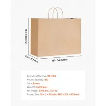 Kraft Paper Bag with Handles 100Pcs 16x6x12 in Party Shopping Retail Bag Brown