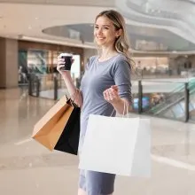 Kraft Paper Bags with Handles 50Pcs 16x6x12 in Party Shopping Retail Bag White