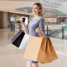Kraft Paper Bag with Handles 100Pcs 18x7x19 in Party Shopping Retail Bag Black