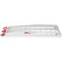 VEVOR motorcycle loading ramp, lightweight aluminum, non-slip surface, easy storage with red tips.