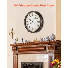 Wall Clock 20 in Roman Numerals Battery Operated Silent Clocks for Living Room