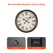 Wall Clock 20 in Roman Numerals Battery Operated Silent Clocks for Living Room