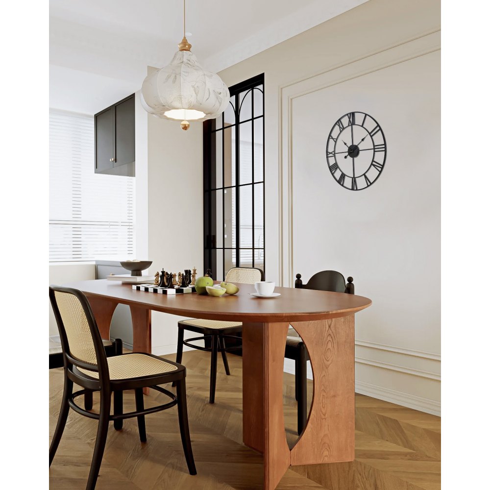 VEVOR Wall Clock, 24 in Wall Clock Roman Numerals, Battery Operated Non Ticking Silent Classic Decorative Round Clocks, for Living Room Bedroom Office Kitchen Dining Room Home Decor Farmhouse, Black