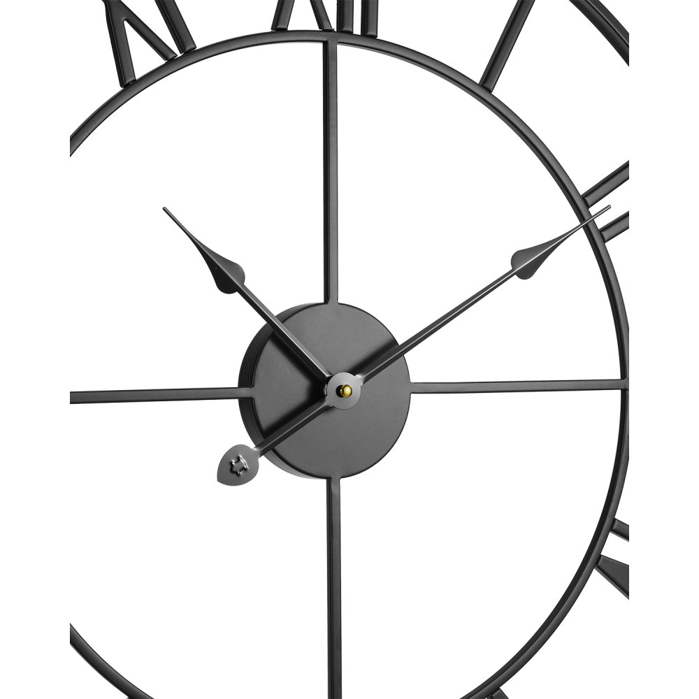 VEVOR Wall Clock, 24 in Wall Clock Roman Numerals, Battery Operated Non Ticking Silent Classic Decorative Round Clocks, for Living Room Bedroom Office Kitchen Dining Room Home Decor Farmhouse, Black