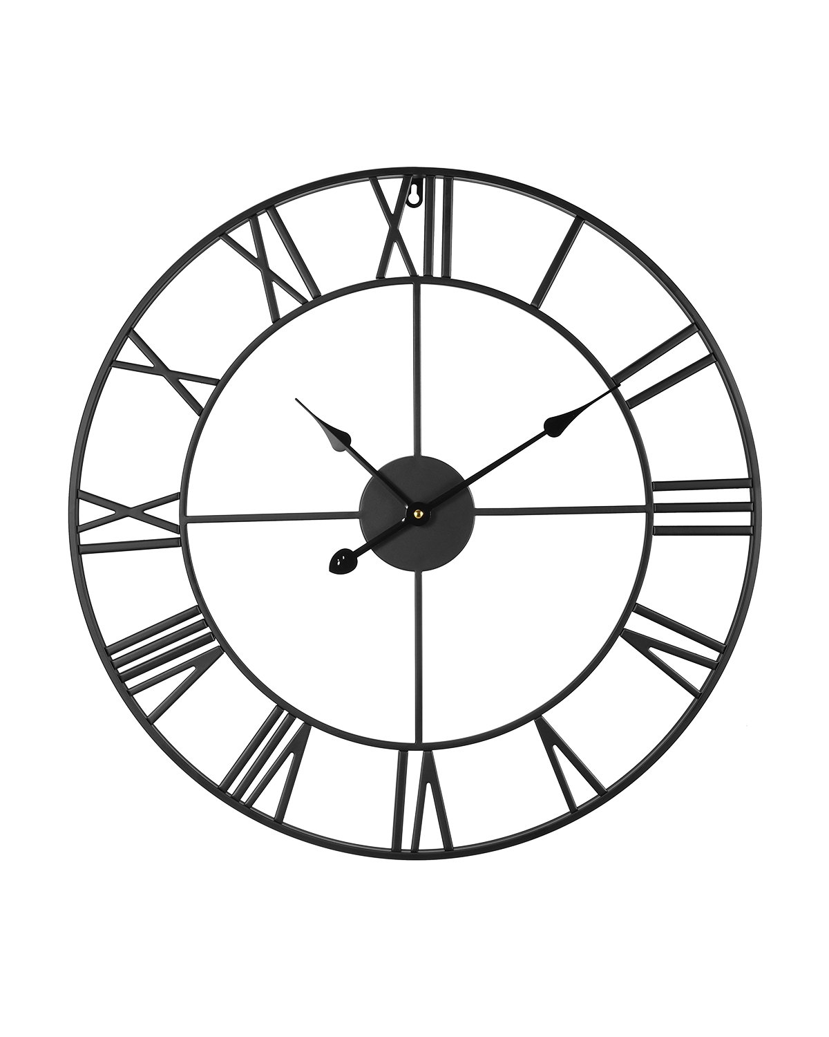 VEVOR Wall Clock, 24 in Wall Clock Roman Numerals, Battery Operated Non Ticking Silent Classic Decorative Round Clocks, for Living Room Bedroom Office Kitchen Dining Room Home Decor Farmhouse, Black