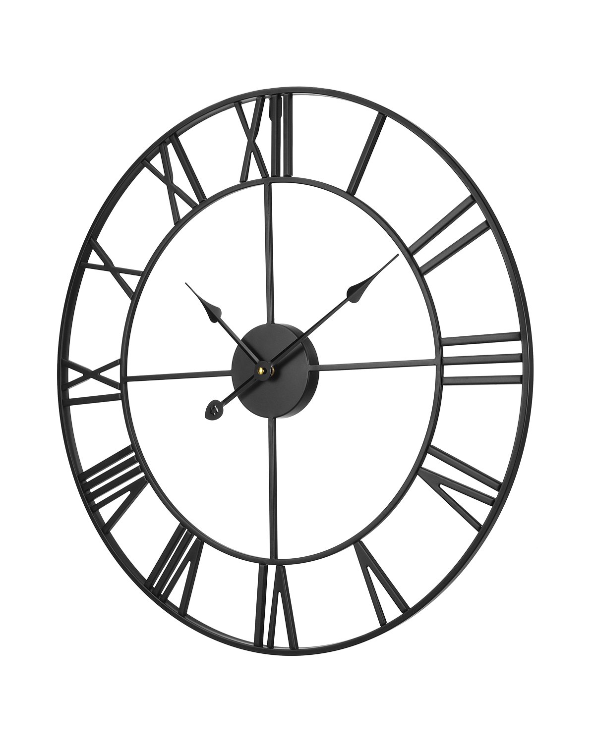 VEVOR Wall Clock, 24 in Wall Clock Roman Numerals, Battery Operated Non Ticking Silent Classic Decorative Round Clocks, for Living Room Bedroom Office Kitchen Dining Room Home Decor Farmhouse, Black
