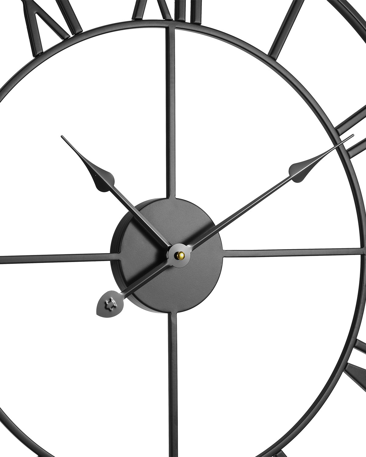 VEVOR Wall Clock, 24 in Wall Clock Roman Numerals, Battery Operated Non Ticking Silent Classic Decorative Round Clocks, for Living Room Bedroom Office Kitchen Dining Room Home Decor Farmhouse, Black