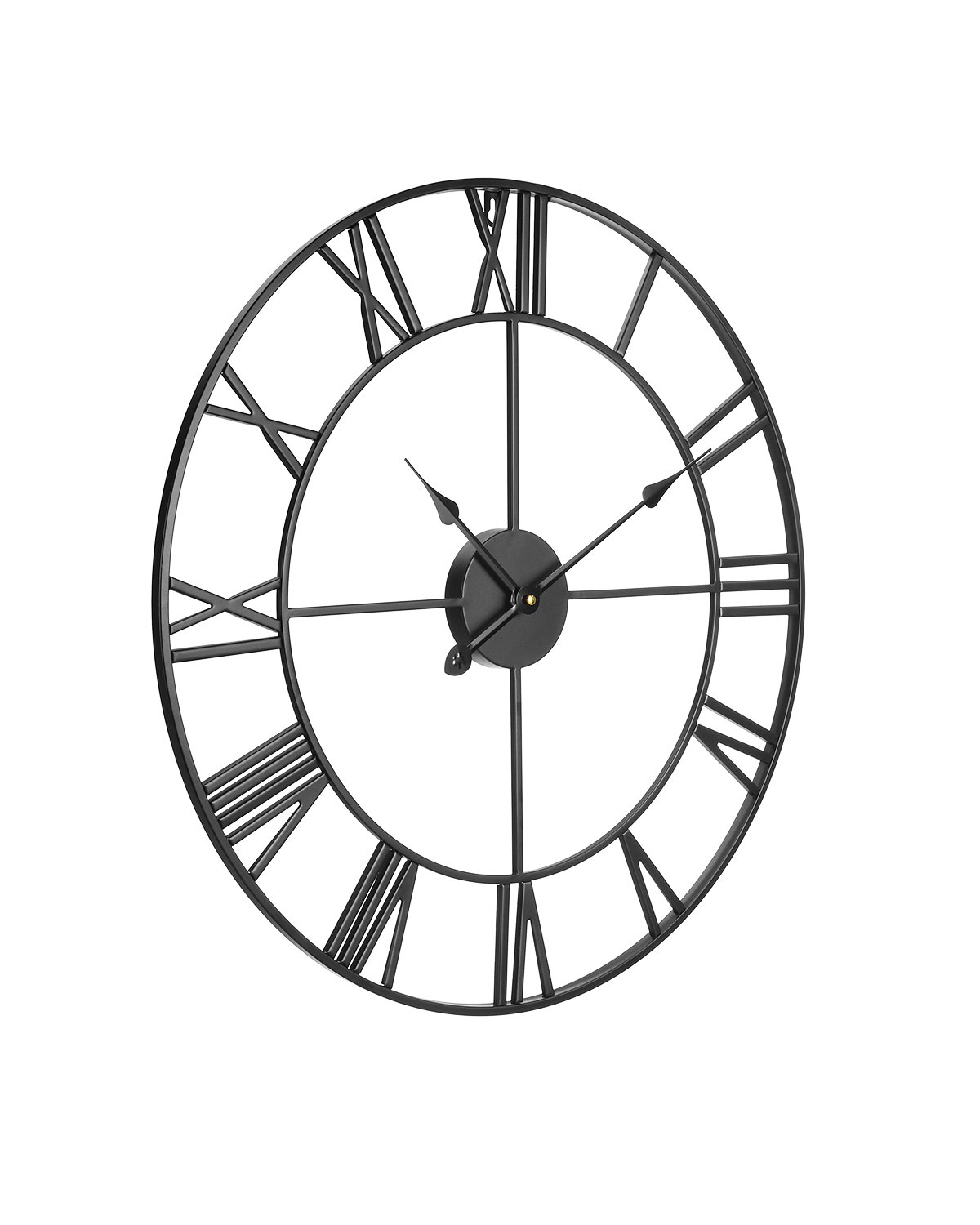 VEVOR Wall Clock, 24 in Wall Clock Roman Numerals, Battery Operated Non Ticking Silent Classic Decorative Round Clocks, for Living Room Bedroom Office Kitchen Dining Room Home Decor Farmhouse, Black