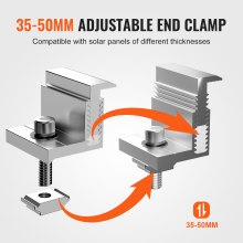 Soporte de montaje en Z para panel solar VEVOR, 35-50 mm, abrazaderas de extremo de soporte ajustables, 20 unidades