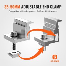 Soporte de montaje en Z para panel solar VEVOR, 35-50 mm, abrazaderas de extremo de soporte ajustables, 40 unidades